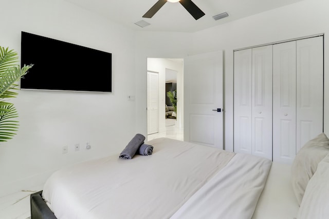 626 33rd St, West Palm Beach, FL 33407 - bedroom with a closet and a ceiling fan