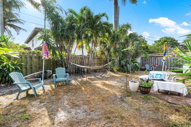view of yard with a fenced backyard