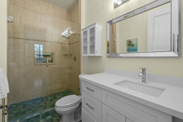 201 Avila Rd, West Palm Beach, FL 33405 - bathroom featuring a shower stall, toilet, and vanity