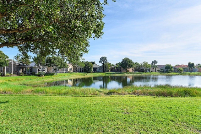 view of water feature with a residential view