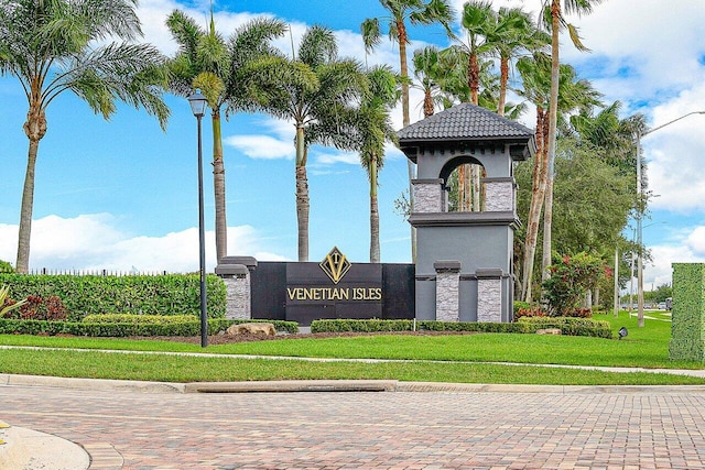 view of community sign