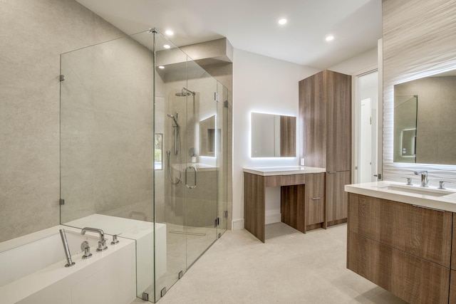 13890 Parc Dr, Palm Beach Gardens, FL 33410 - full bath with a shower stall, a bath, vanity, and recessed lighting
