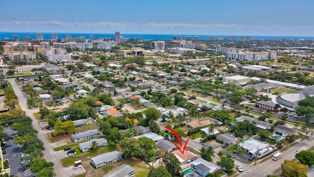 391 SW 2nd St, Boca Raton, FL 33432 - birds eye view of property with a water view and a view of city