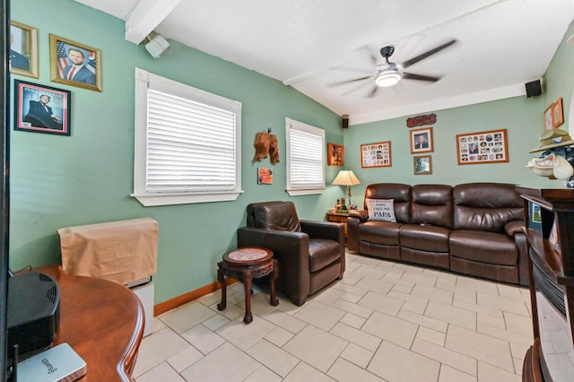 5725 Basil Dr, West Palm Beach, FL 33415 - living room featuring ceiling fan and baseboards