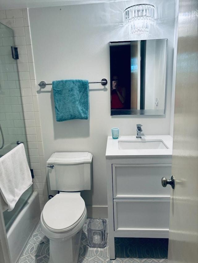 139 Sunrise Ave Unit 1050, Palm Beach, FL 33480 - full bath with vanity, toilet, shower / washtub combination, and tile patterned flooring
