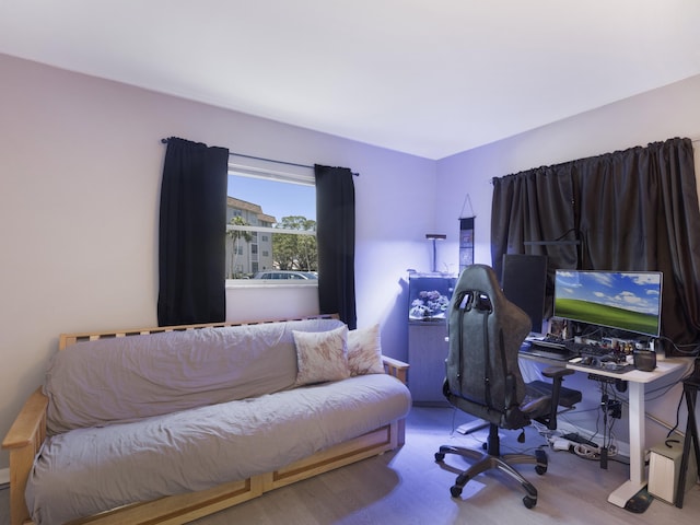 home office featuring wood finished floors