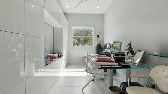 12797 Cariboo Ridge Rd, Boynton Beach, FL 33473 - office area with a ceiling fan and recessed lighting