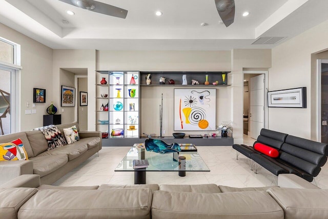 12797 Cariboo Ridge Rd, Boynton Beach, FL 33473 - living room with a ceiling fan and recessed lighting