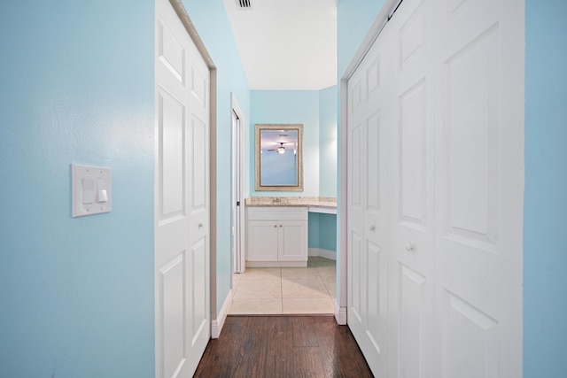 116 Churchill Dr, Royal Palm Beach, FL 33411 - hall featuring baseboards and dark wood-style floors