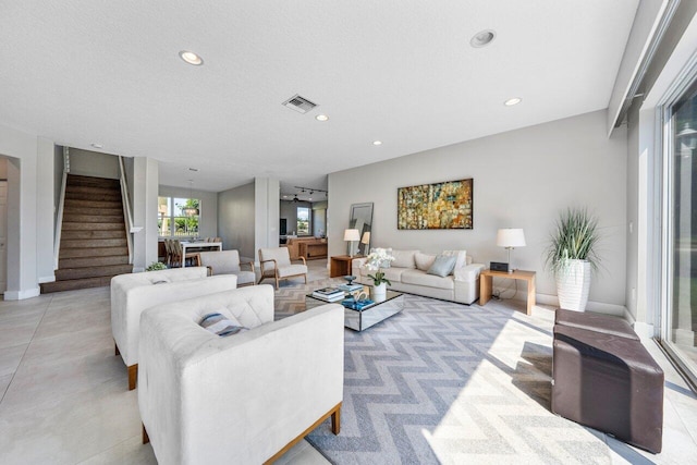 2261 Balsan Way, Wellington, FL 33414 - living area with stairs, recessed lighting, and baseboards