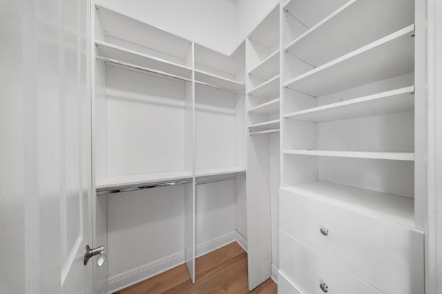 spacious closet with wood finished floors