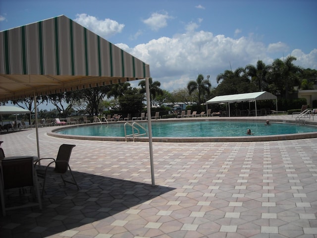 community pool with a patio