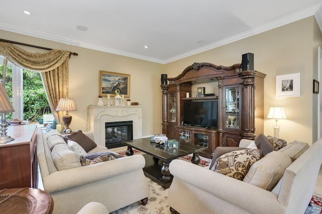 2409 NE 12th St, Fort Lauderdale, FL 33304 - living area with a high end fireplace and crown molding
