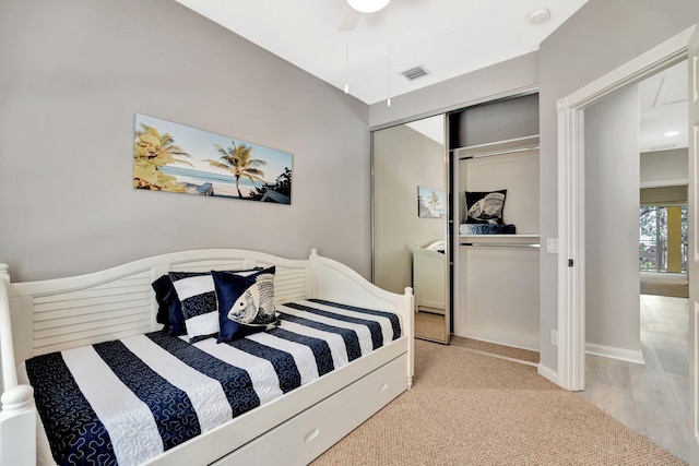 3216 W Community Dr, Jupiter, FL 33458 - bedroom with a closet, ceiling fan, and baseboards
