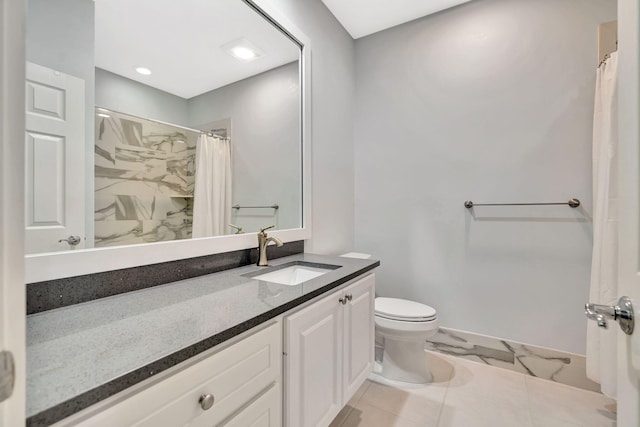 3216 W Community Dr, Jupiter, FL 33458 - full bath with toilet, vanity, tile patterned flooring, and curtained shower