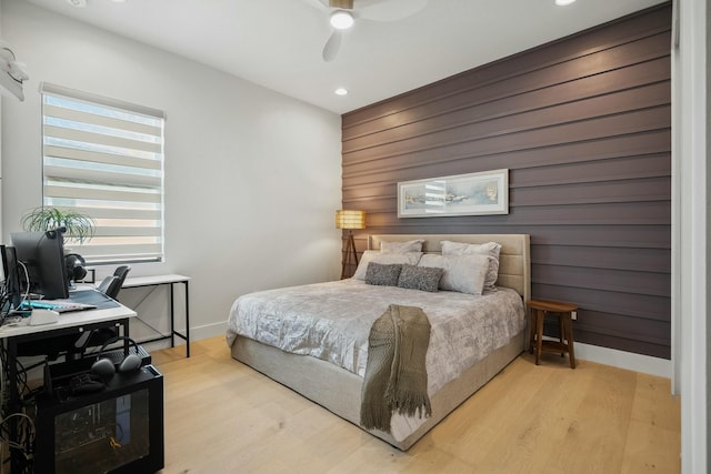 5214 SW Pomegranate Way, Palm City, FL 34990 - bedroom with baseboards, ceiling fan, recessed lighting, and wood finished floors