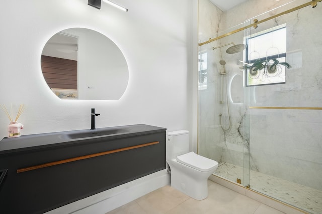 5214 SW Pomegranate Way, Palm City, FL 34990 - full bath featuring toilet, a marble finish shower, tile patterned flooring, and vanity