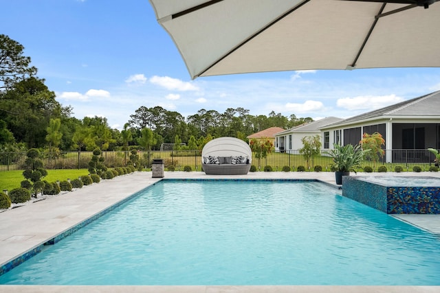 5214 SW Pomegranate Way, Palm City, FL 34990 - view of swimming pool featuring a fenced in pool, an in ground hot tub, and fence