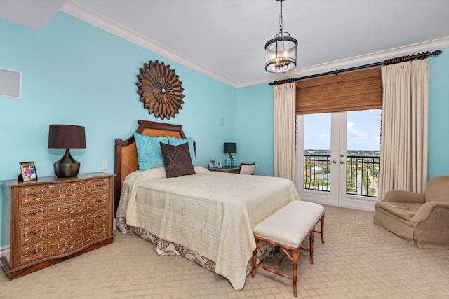 2500 S Ocean Blvd Unit Ph2, Boca Raton, FL 33432 - carpeted bedroom with access to outside, french doors, and ornamental molding