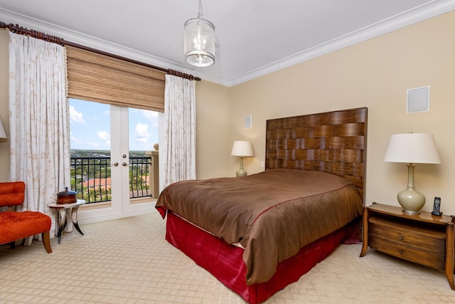 2500 S Ocean Blvd Unit Ph2, Boca Raton, FL 33432 - carpeted bedroom featuring access to exterior, crown molding, and french doors