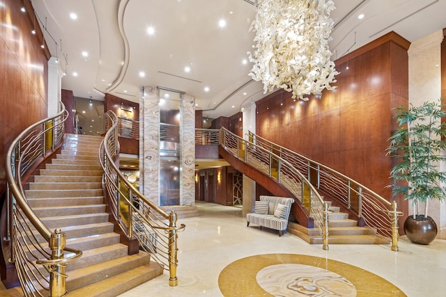 2500 S Ocean Blvd Unit Ph2, Boca Raton, FL 33432 - stairs with recessed lighting and decorative columns