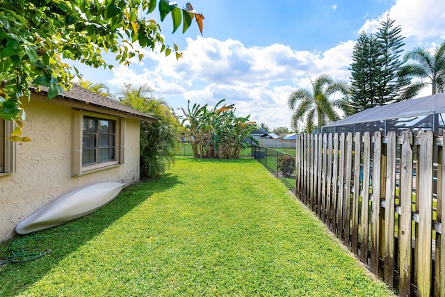 view of yard featuring a fenced backyard