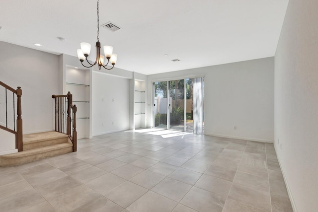 5797 Monterra Club Dr, Lake Worth, FL 33463 - interior space with baseboards, visible vents, a notable chandelier, and stairway