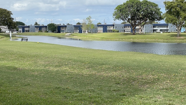view of water feature with a residential view