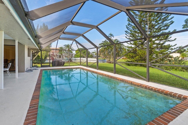 pool featuring a patio area and a lanai