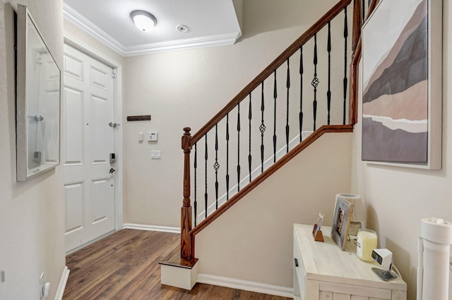 4721 N Prive Cir, Delray Beach, FL 33445 - unfurnished living room featuring arched walkways, ornamental molding, and dark wood finished floors