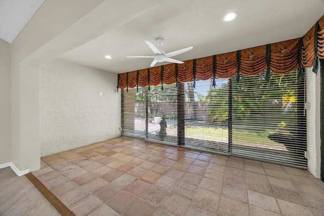 11206 Applegate Cir, Boynton Beach, FL 33437 - interior space with baseboards, recessed lighting, a ceiling fan, and stone tile flooring