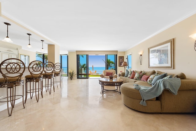 2917 S Ocean Blvd Unit 103, Highland Beach, FL 33487 - living room with ornamental molding