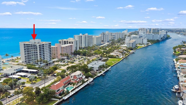 2917 S Ocean Blvd Unit 103, Highland Beach, FL 33487 - bird's eye view featuring a city view and a water view