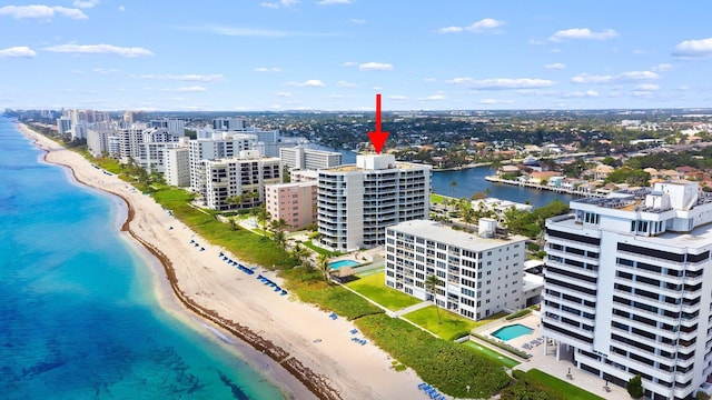 2917 S Ocean Blvd Unit 103, Highland Beach, FL 33487 - aerial view with a view of the beach and a water view