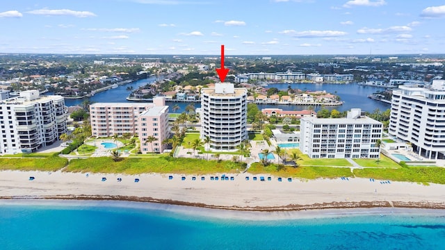 2917 S Ocean Blvd Unit 103, Highland Beach, FL 33487 - birds eye view of property with a view of the beach and a water view