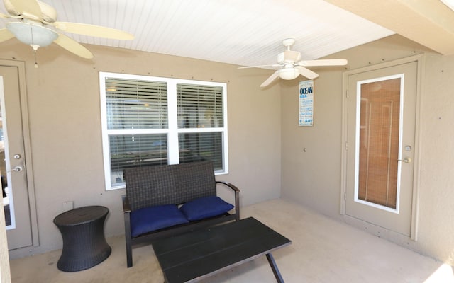 view of patio with a ceiling fan