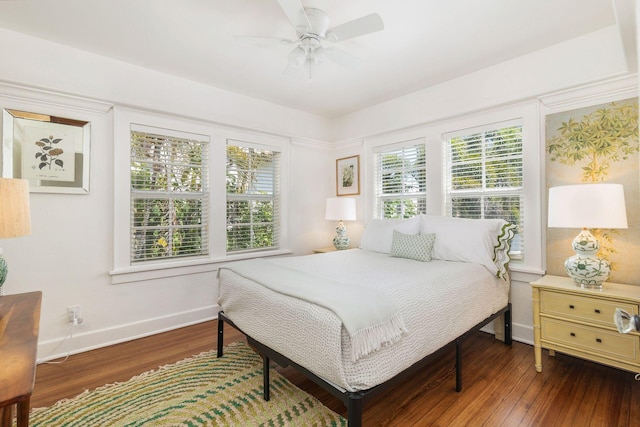 138 Greymon Dr, West Palm Beach, FL 33405 - bedroom featuring baseboards, ceiling fan, and wood finished floors