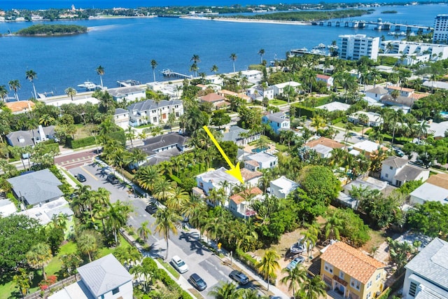 138 Greymon Dr, West Palm Beach, FL 33405 - drone / aerial view featuring a water view and a residential view