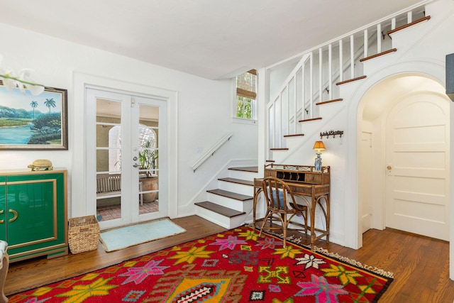 138 Greymon Dr, West Palm Beach, FL 33405 - interior space featuring french doors, wood finished floors, and stairway