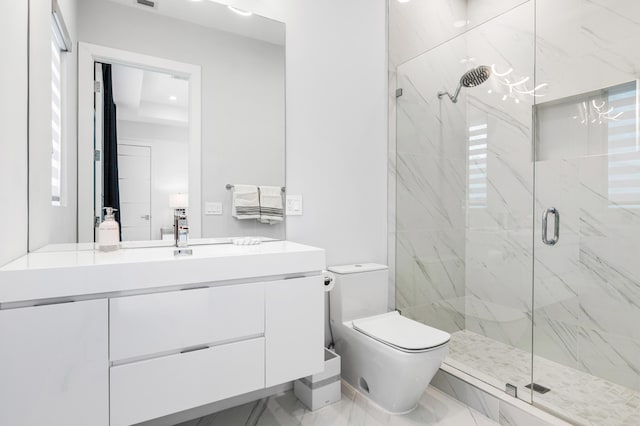 5784 Vintage Oaks Cir, Delray Beach, FL 33484 - bathroom with vanity, toilet, and a marble finish shower