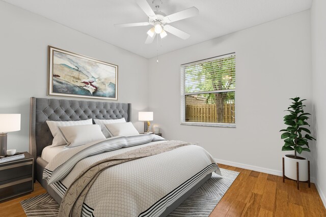 4155 NW 1st Ct, Delray Beach, FL 33445 - bedroom featuring light wood-type flooring, baseboards, and ceiling fan