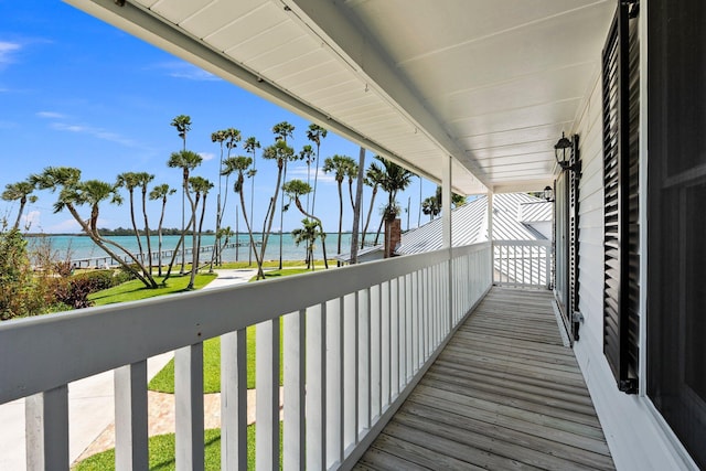 balcony with a water view