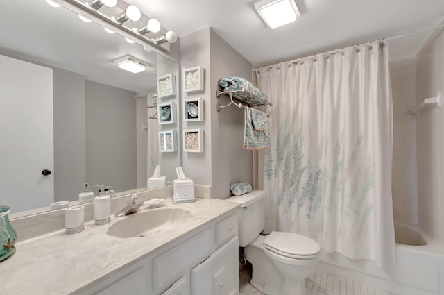 15 Royal Palm Way Unit 505, Boca Raton, FL 33432 - bathroom featuring tile patterned flooring, shower / tub combo, toilet, and vanity