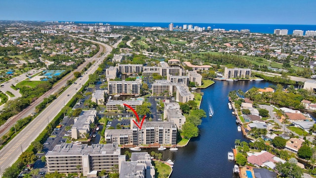 15 Royal Palm Way Unit 505, Boca Raton, FL 33432 - bird's eye view featuring a water view and a city view