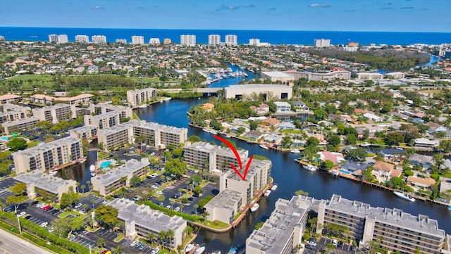 15 Royal Palm Way Unit 505, Boca Raton, FL 33432 - bird's eye view featuring a water view and a city view