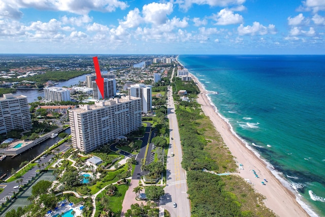 4301 N Ocean Blvd Unit 203, Boca Raton, FL 33431 - birds eye view of property featuring a beach view, a water view, and a view of city