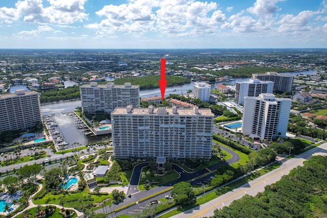 4301 N Ocean Blvd Unit 203, Boca Raton, FL 33431 - birds eye view of property featuring a city view and a water view
