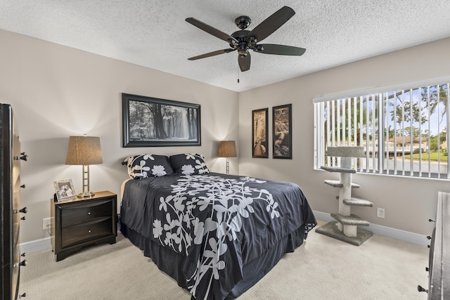 213 Pine Hov Cir Unit B-1, Greenacres, FL 33463 - carpeted bedroom with baseboards, a ceiling fan, and a textured ceiling
