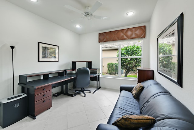11654 Caracas Blvd, Boynton Beach, FL 33437 - office space with recessed lighting, baseboards, ceiling fan, and light tile patterned flooring