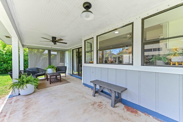 6214 Garrett St, Jupiter, FL 33458 - view of patio / terrace featuring a ceiling fan and visible vents